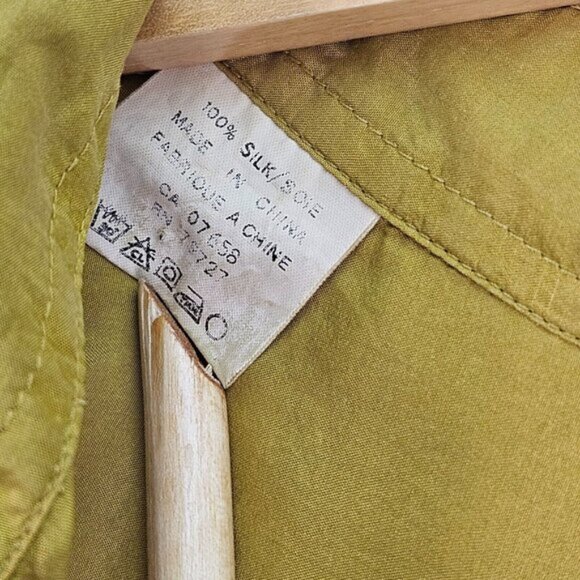 Vintage Fuzi Silks 100% Silk Shirt Italian Style Yellow Button-Down Men's Size M - Picture 13 of 15